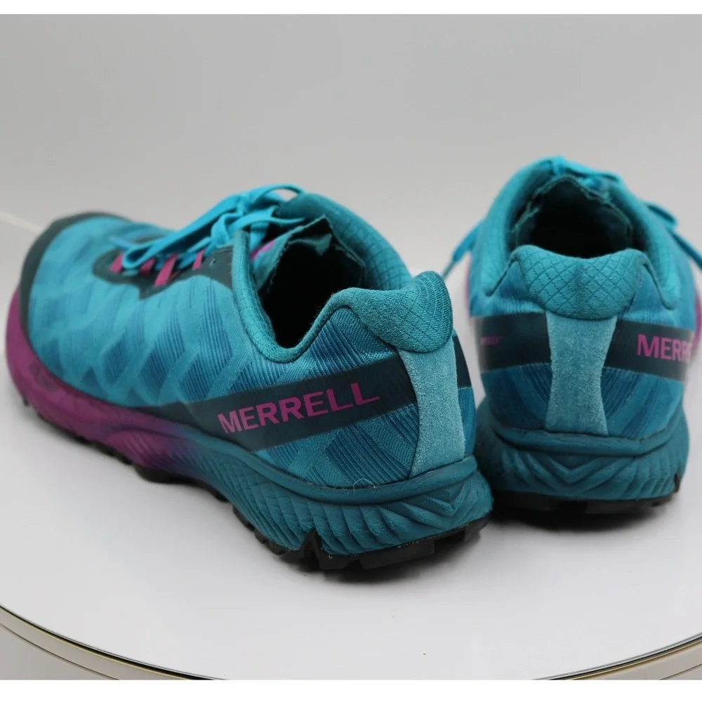 Merrell Agility Peak Flex 2 Trail Running Shoes Womens 7.5 Teal Purple Mesh